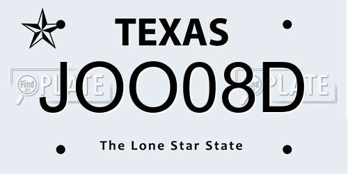 JOO08D Texas License Plate