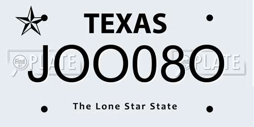 JOO08O Texas License Plate