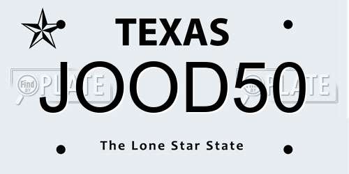 JOOD50 Texas License Plate