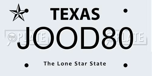 JOOD80 Texas License Plate