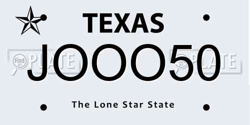 JOOO50 Texas License Plate