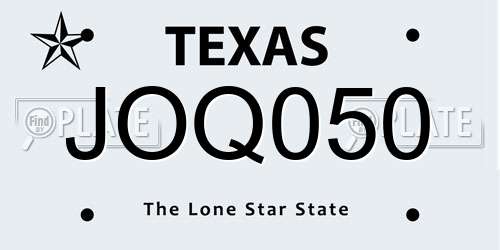 JOQ050 Texas License Plate