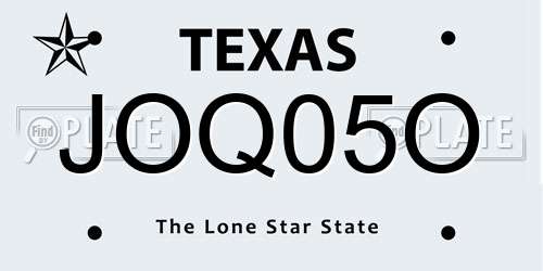 JOQ05O Texas License Plate