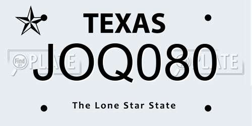 JOQ080 Texas License Plate