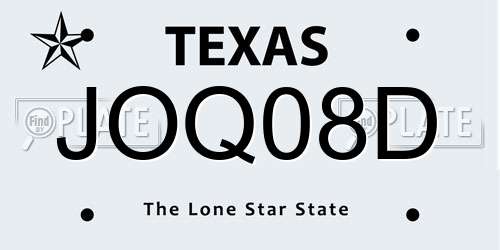 JOQ08D Texas License Plate