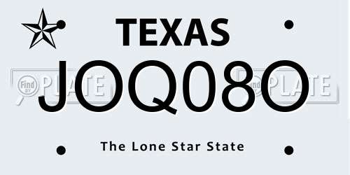 JOQ08O Texas License Plate