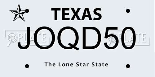 JOQD50 Texas License Plate