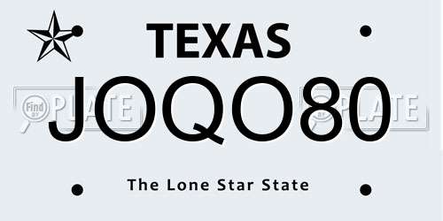 JOQO80 Texas License Plate