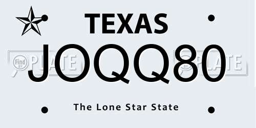 JOQQ80 Texas License Plate