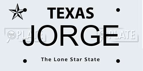 JORGE Texas License Plate