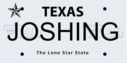 JOSHING Texas License Plate