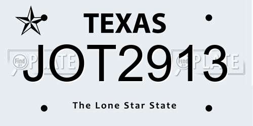 JOT2913 Texas License Plate
