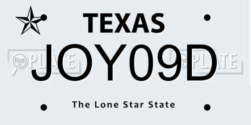 JOY09D Texas License Plate