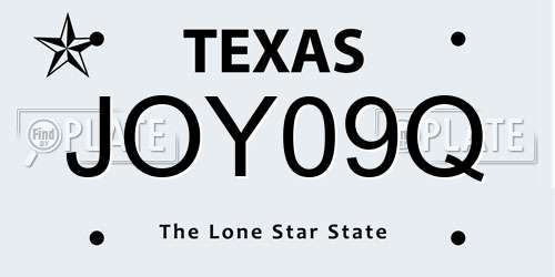 JOY09Q Texas License Plate
