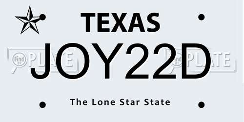 JOY22D Texas License Plate