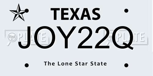 JOY22Q Texas License Plate