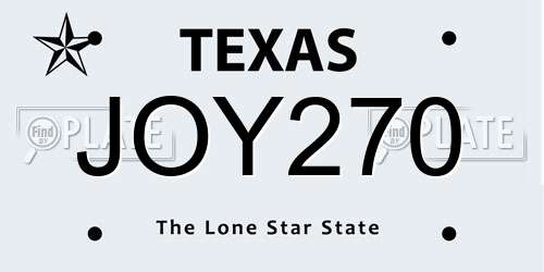 JOY270 Texas License Plate