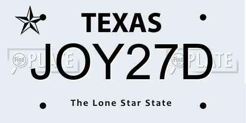 JOY27D Texas License Plate