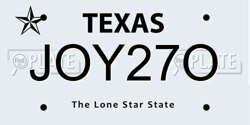 JOY27O Texas License Plate