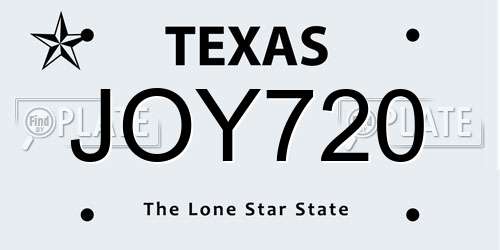 JOY720 Texas License Plate