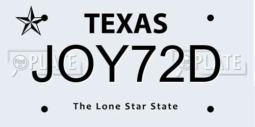 JOY72D Texas License Plate