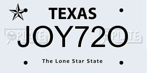 JOY72O Texas License Plate