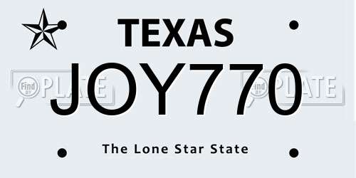 JOY770 Texas License Plate