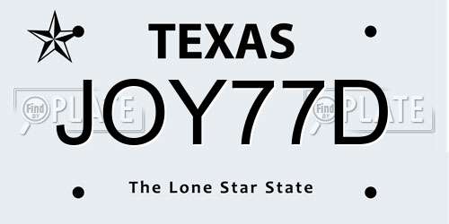 JOY77D Texas License Plate