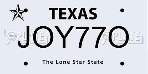 JOY77O Texas License Plate