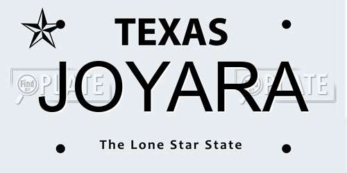 JOYARA Texas License Plate