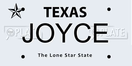 JOYCE Texas License Plate