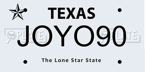 JOYO90 Texas License Plate