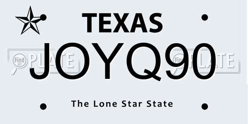 JOYQ90 Texas License Plate