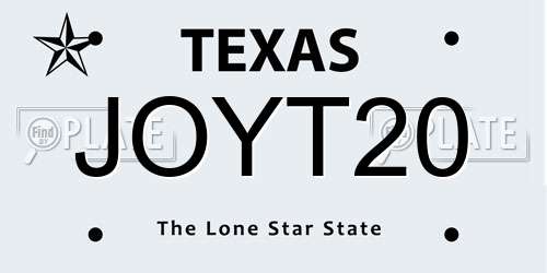 JOYT20 Texas License Plate
