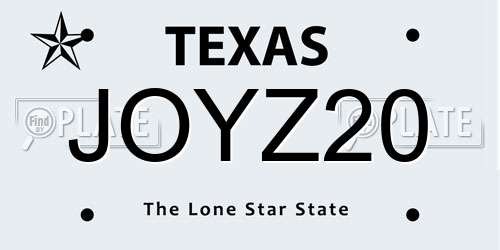 JOYZ20 Texas License Plate