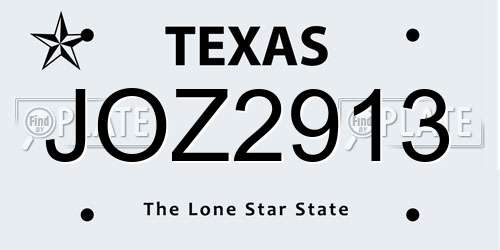 JOZ2913 Texas License Plate