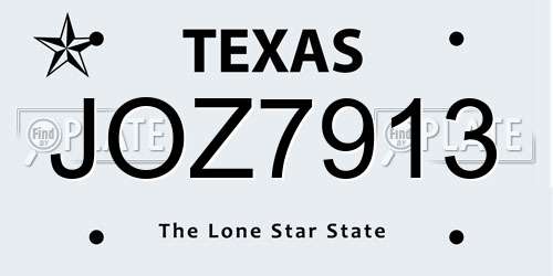 JOZ7913 Texas License Plate