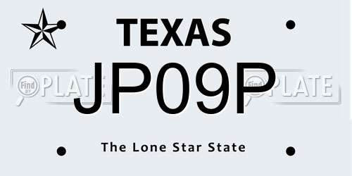 JP09P Texas License Plate