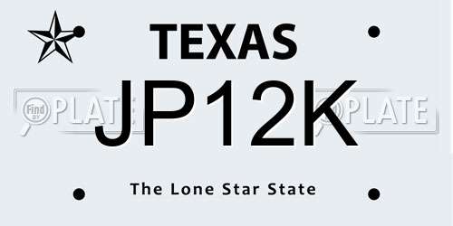 JP12K Texas License Plate