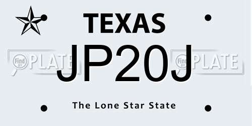 JP20J Texas License Plate