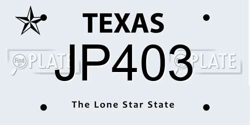 JP403 Texas License Plate