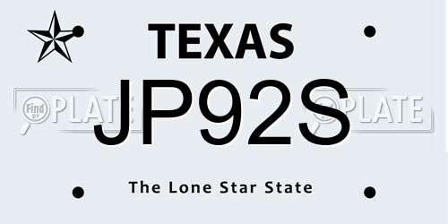 JP92S Texas License Plate