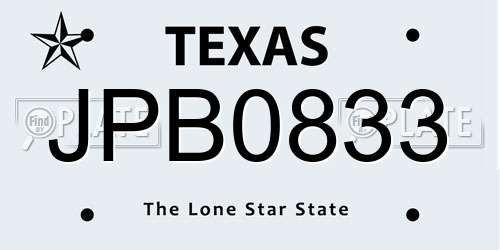 JPB0833 Texas License Plate