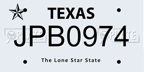 JPB0974 Texas License Plate