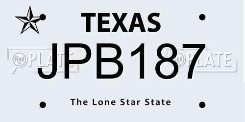 JPB187 Texas License Plate