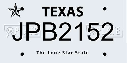 JPB2152 Texas License Plate