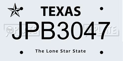 JPB3047 Texas License Plate