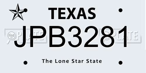 JPB3281 Texas License Plate