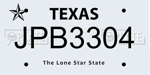 JPB3304 Texas License Plate