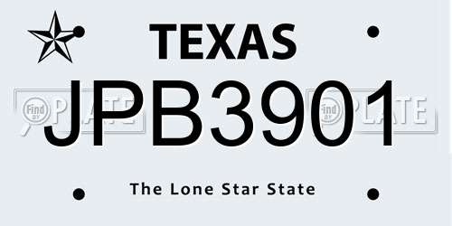 JPB3901 Texas License Plate